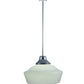 Meyda Lighting Revival 16" Sparkle Silver Schoolhouse Pendant Light With White Opal Traditional Globe Shade Glass