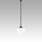 Meyda Lighting Revival 16" Textured Black Schoolhouse Traditional Pendant Light With White Opal Globe Shade Glass