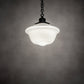 Meyda Lighting Revival 16" Textured Black Schoolhouse Traditional Pendant Light With White Opal Globe Shade Glass