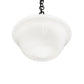 Meyda Lighting Revival 16" Textured Black Schoolhouse Traditional Pendant Light With White Opal Globe Shade Glass