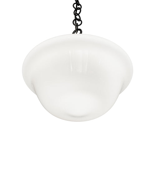 Meyda Lighting Revival 16" Textured Black Schoolhouse Traditional Pendant Light With White Opal Globe Shade Glass