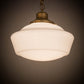 Meyda Lighting Revival 16" Transparent Brass Schoolhouse Pendant Light With Traditional Globe White Opal Shade Glass