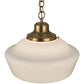 Meyda Lighting Revival 16" Transparent Brass Schoolhouse Pendant Light With Traditional Globe White Opal Shade Glass