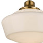 Meyda Lighting Revival 16" Transparent Brass Schoolhouse Pendant Light With Traditional Globe White Opal Shade Glass
