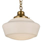 Meyda Lighting Revival 16" Transparent Brass Schoolhouse Pendant Light With Traditional Globe White Opal Shade Glass