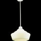 Meyda Lighting Revival 16" White Schoolhouse Pendant Light With White Opal Traditional Globe Shade Glass