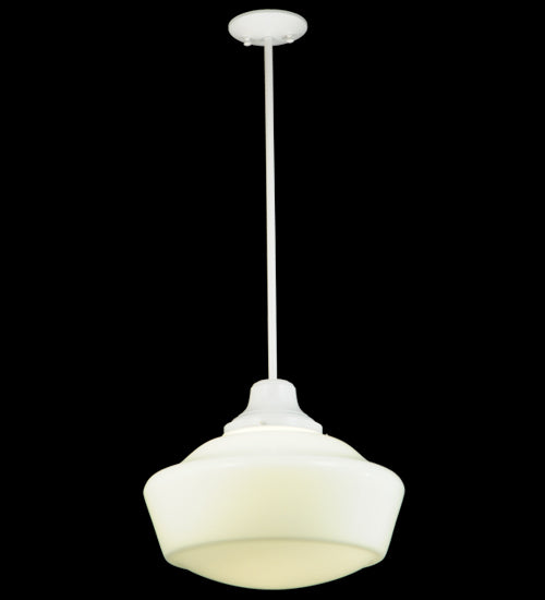 Meyda Lighting Revival 16" White Schoolhouse Pendant Light With White Opal Traditional Globe Shade Glass