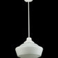 Meyda Lighting Revival 16" White Schoolhouse Pendant Light With White Opal Traditional Globe Shade Glass