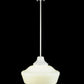 Meyda Lighting Revival 16" White Schoolhouse Pendant Light With White Opal Traditional Globe Shade Glass