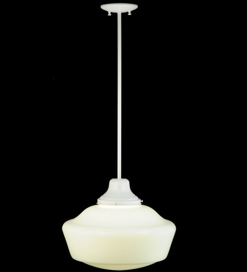 Meyda Lighting Revival 16" White Schoolhouse Pendant Light With White Opal Traditional Globe Shade Glass
