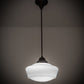 Meyda Lighting Revival 168597 12" Mahogany Bronze Schoolhouse Pendant Light With White Traditional Globe Shade Glass