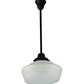 Meyda Lighting Revival 16"W x 38"H Textured Black Schoolhouse Pendant Light With White Opal Shade Glass