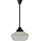 Meyda Lighting Revival 16"W x 38"H Textured Black Schoolhouse Pendant Light With White Opal Shade Glass