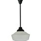 Meyda Lighting Revival 16"W x 38"H Textured Black Schoolhouse Pendant Light With White Opal Shade Glass