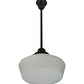 Meyda Lighting Revival 16"W x 38"H Textured Black Schoolhouse Pendant Light With White Opal Shade Glass
