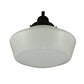 Meyda Lighting Revival 16"W x 38"H Textured Black Schoolhouse Pendant Light With White Opal Shade Glass