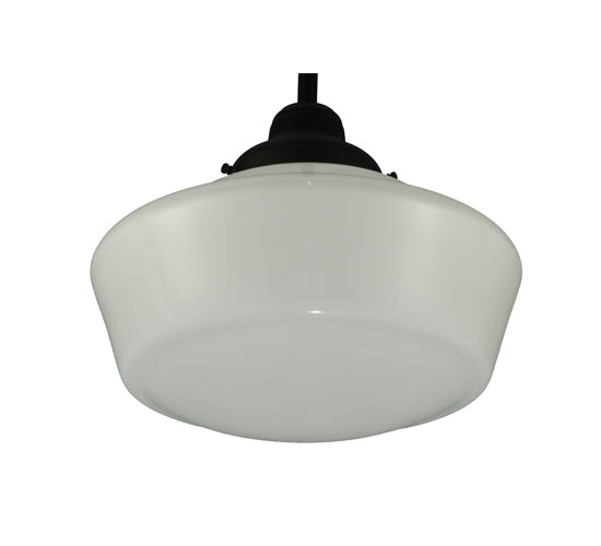 Meyda Lighting Revival 16"W x 38"H Textured Black Schoolhouse Pendant Light With White Opal Shade Glass