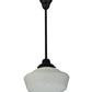 Meyda Lighting Revival 16"W x 38"H Textured Black Schoolhouse Pendant Light With White Opal Shade Glass