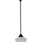 Meyda Lighting Revival 16"W x 72"H Textured Black Schoolhouse Pendant Light With White Opal Shade Glass