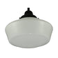 Meyda Lighting Revival 16"W x 72"H Textured Black Schoolhouse Pendant Light With White Opal Shade Glass