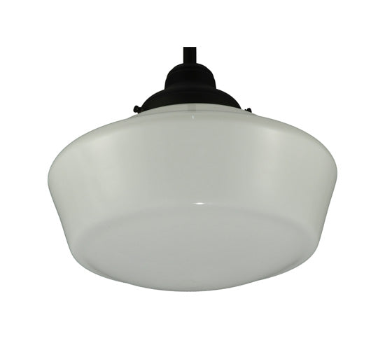 Meyda Lighting Revival 16"W x 72"H Textured Black Schoolhouse Pendant Light With White Opal Shade Glass