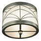 Meyda Lighting Revival 17" Nickel Powder Coat Deco Cilindro Flush Mount Light With White Statuario Idalight Shade Glass