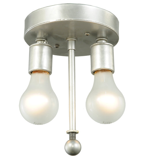 Meyda Lighting Revival 17" Nickel Powder Coat Deco Cilindro Flush Mount Light With White Statuario Idalight Shade Glass