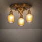 Meyda Lighting Revival 18" 3-Light Brushed Brass Favrile Flush Mount Light With Gold Iridescent Shade Glass