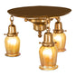 Meyda Lighting Revival 18" 3-Light Brushed Brass Favrile Flush Mount Light With Gold Iridescent Shade Glass