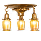 Meyda Lighting Revival 18" 3-Light Brushed Brass Favrile Flush Mount Light With Gold Iridescent Shade Glass