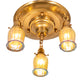 Meyda Lighting Revival 18" 3-Light Brushed Brass Favrile Flush Mount Light With Gold Iridescent Shade Glass