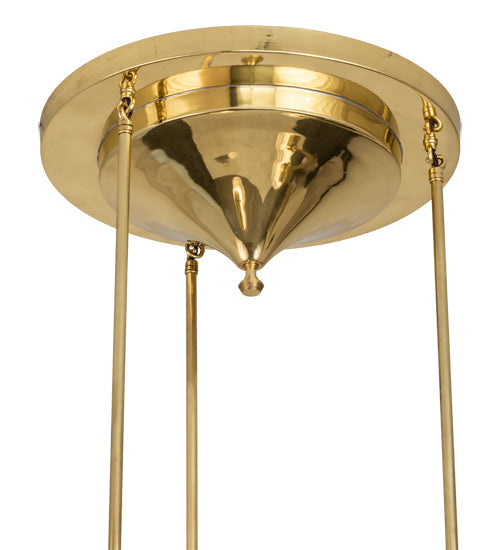 Meyda Lighting Revival 19" 3-Light Polished Brass Wreath & Garland Pendant Light With Clear Frosted Shade Glass