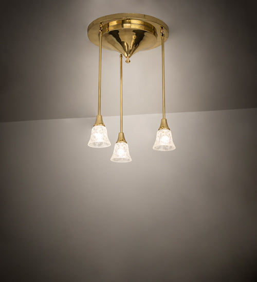 Meyda Lighting Revival 19" 3-Light Polished Brass Wreath & Garland Pendant Light With Clear Frosted Shade Glass