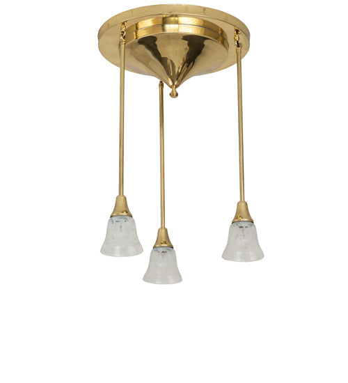 Meyda Lighting Revival 19" 3-Light Polished Brass Wreath & Garland Pendant Light With Clear Frosted Shade Glass