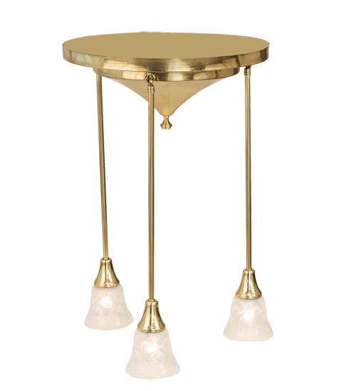 Meyda Lighting Revival 19" 3-Light Polished Brass Wreath & Garland Pendant Light With Clear Frosted Shade Glass