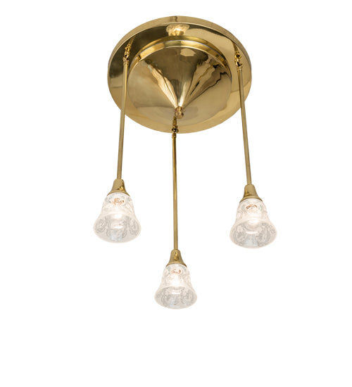 Meyda Lighting Revival 19" 3-Light Polished Brass Wreath & Garland Pendant Light With Clear Frosted Shade Glass