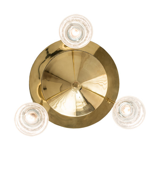 Meyda Lighting Revival 19" 3-Light Polished Brass Wreath & Garland Pendant Light With Clear Frosted Shade Glass