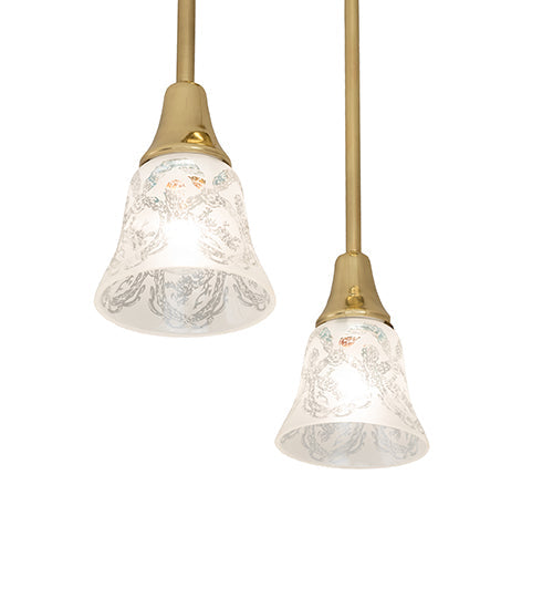 Meyda Lighting Revival 19" 3-Light Polished Brass Wreath & Garland Pendant Light With Clear Frosted Shade Glass