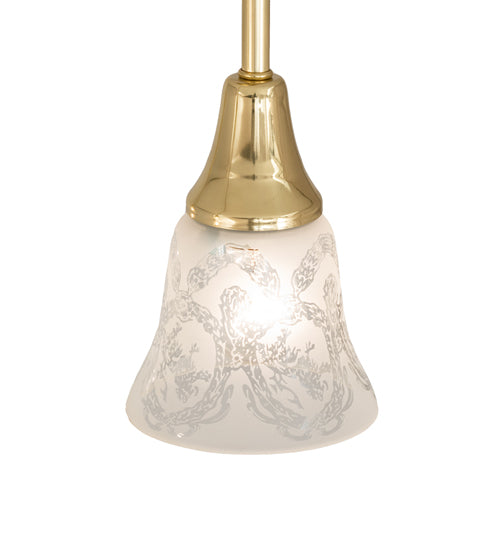 Meyda Lighting Revival 19" 3-Light Polished Brass Wreath & Garland Pendant Light With Clear Frosted Shade Glass