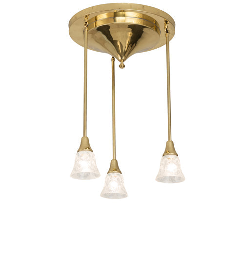 Meyda Lighting Revival 19" 3-Light Polished Brass Wreath & Garland Pendant Light With Clear Frosted Shade Glass