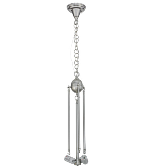 Meyda Lighting Revival 20" 3-Light Brushed Nickel Inverted Pendant Light With Frosted Clear Deco Ball Shade Glass