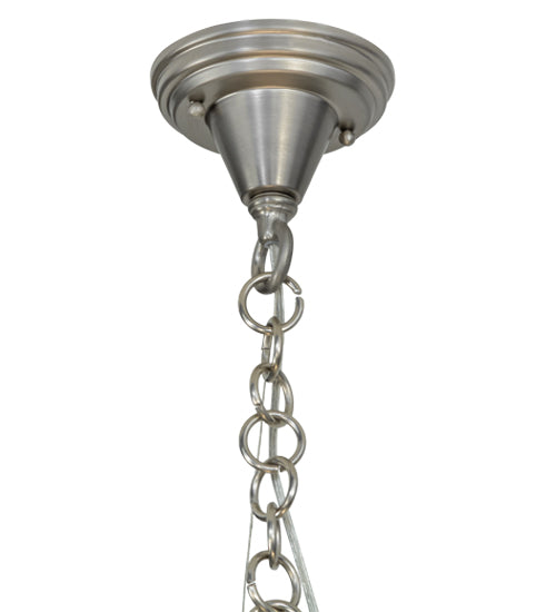 Meyda Lighting Revival 20" 3-Light Brushed Nickel Inverted Pendant Light With Frosted Clear Deco Ball Shade Glass