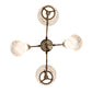 Meyda Lighting Revival 202105 27" 4-Light Antique Brass Gas & Electric Chandelier With Frosted Clear Shade Glass
