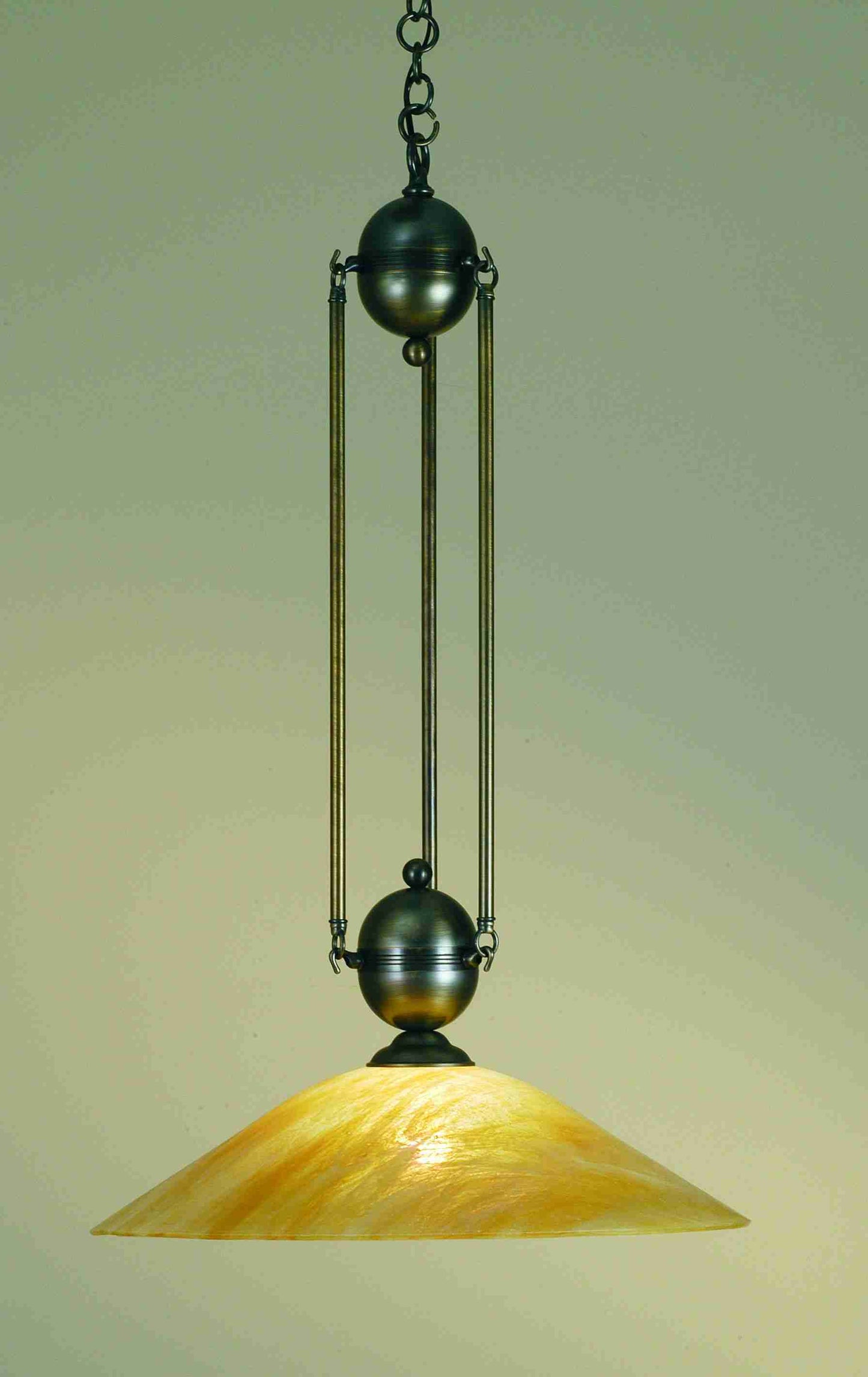 Meyda Lighting Revival 21" Black Pendant Light With Beige Iridescent Deco Ball Shade Glass
