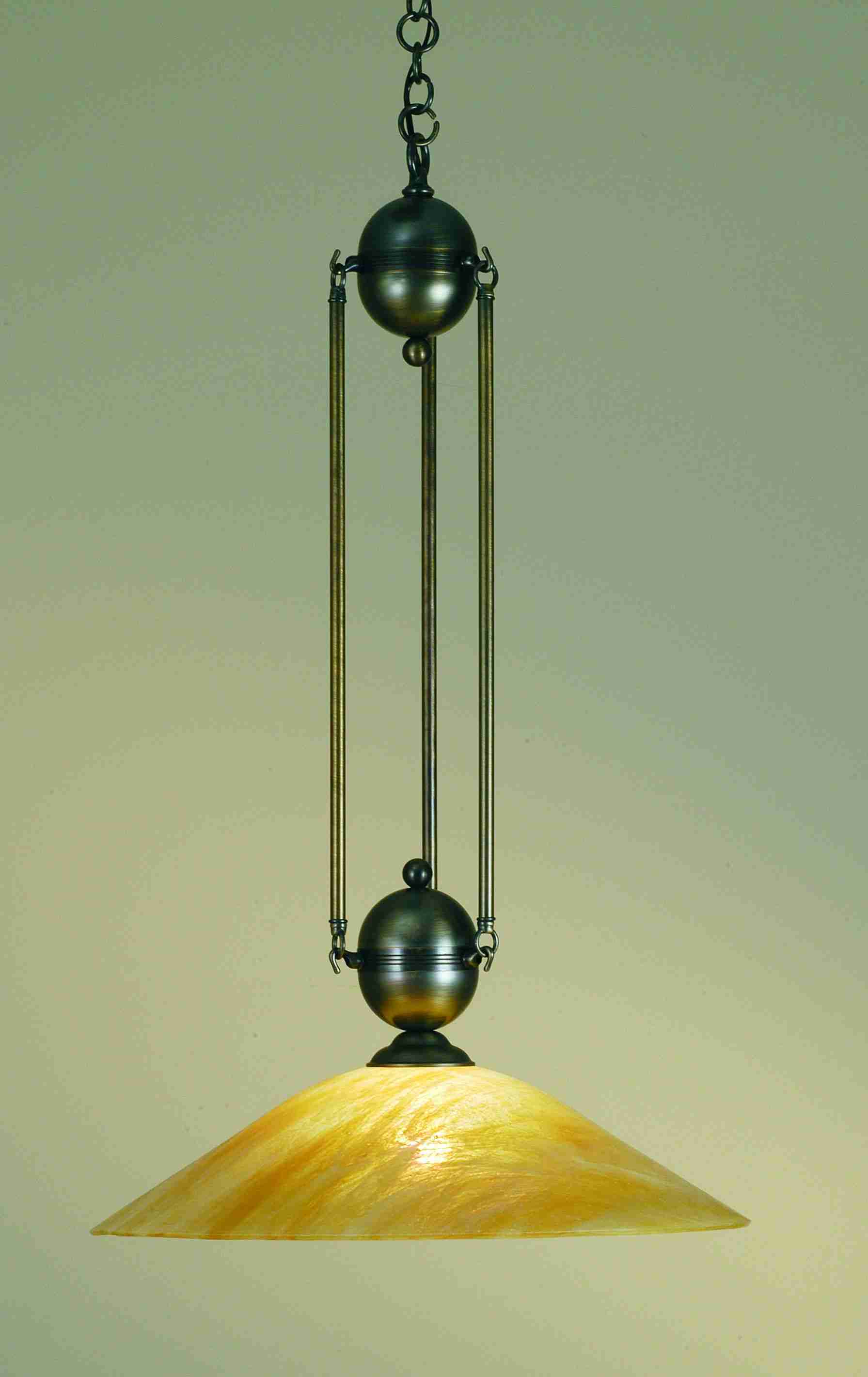 Meyda Lighting Revival 21" Black Pendant Light With Beige Iridescent Deco Ball Shade Glass