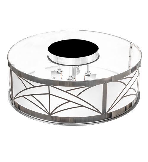 Meyda Lighting Revival 22" 4-Light Polished Aluminum Deco Cilindro Flush Mount Light With White Statuario Idalight Shade