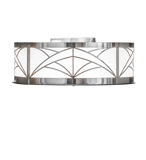 Meyda Lighting Revival 22" 4-Light Polished Aluminum Deco Cilindro Flush Mount Light With White Statuario Idalight Shade