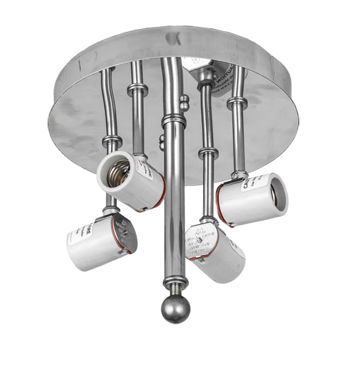 Meyda Lighting Revival 22" 4-Light Polished Aluminum Deco Cilindro Flush Mount Light With White Statuario Idalight Shade