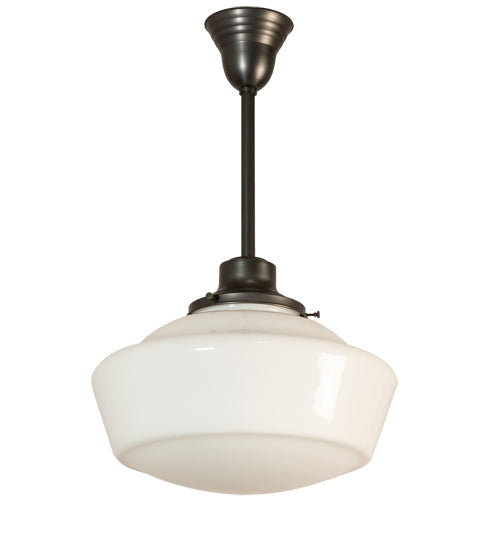 Meyda Lighting Revival 222822 16" Craftsman Brown Schoolhouse Pendant Light With White Opal Shade Glass