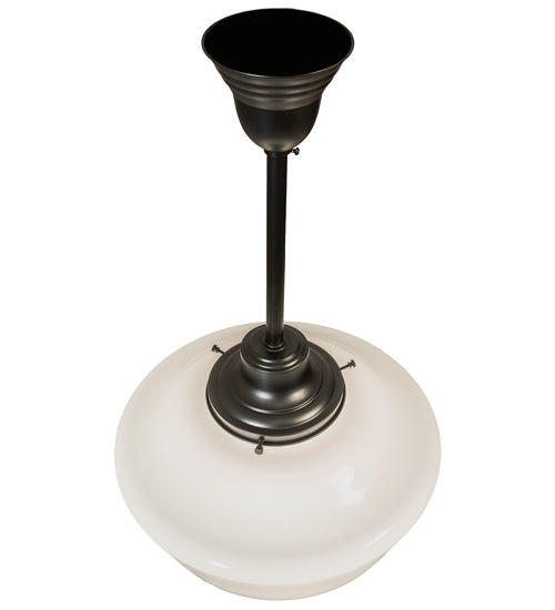 Meyda Lighting Revival 222822 16" Craftsman Brown Schoolhouse Pendant Light With White Opal Shade Glass